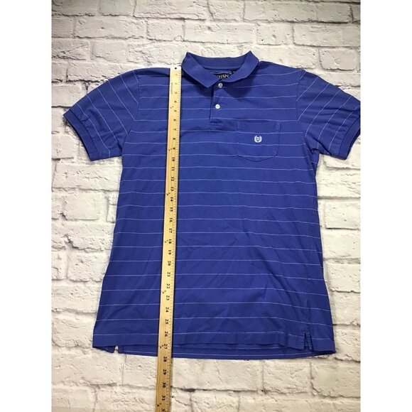 Chaps Mens Striped Polo Shirt Short Sleeve Blue White Stripe Size Medium - Picture 4 of 5